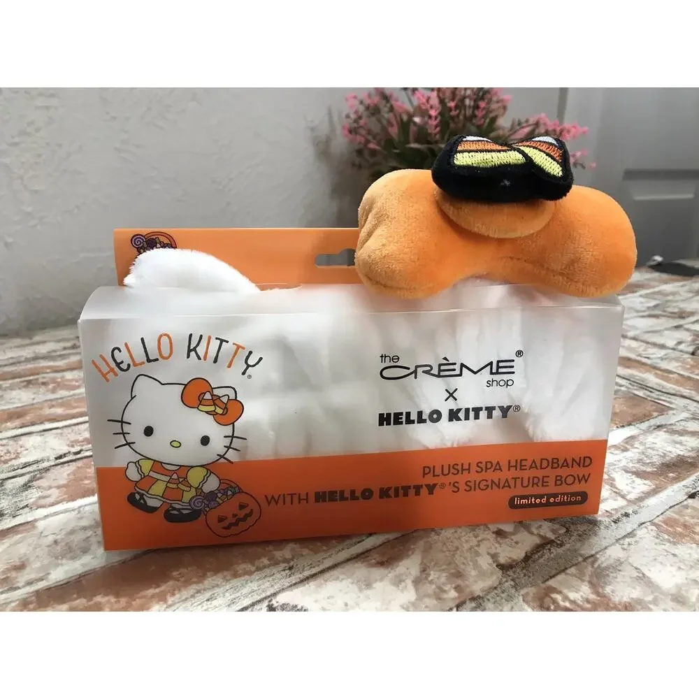The Creme Shop Hello Kitty Halloween Plush Headband White /Orange Candy Corn Bow